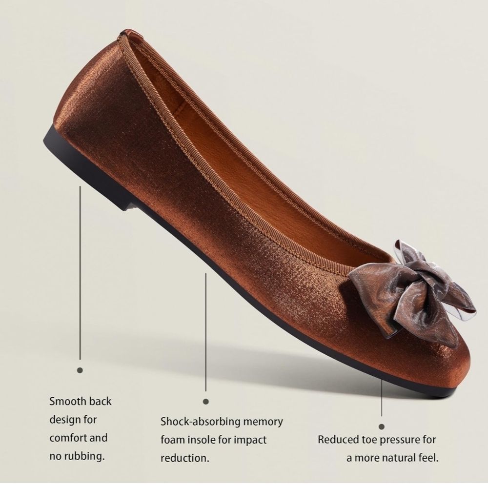 Elegant Brown Women's Flats with Bow